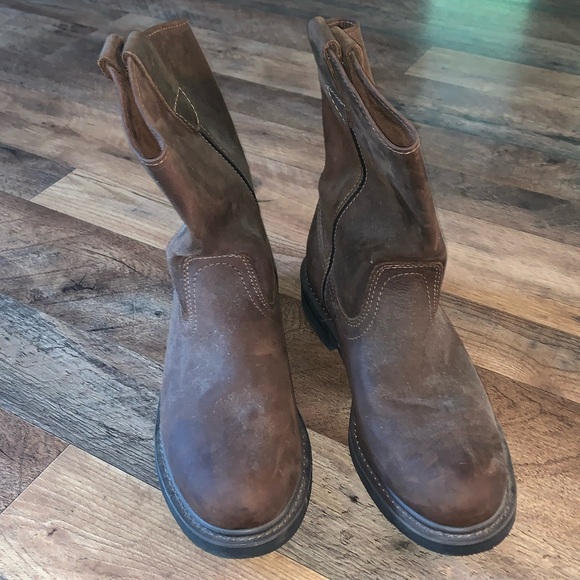 Brazos brown leather cowboy work boots size 10.5M - Picture 3 of 6